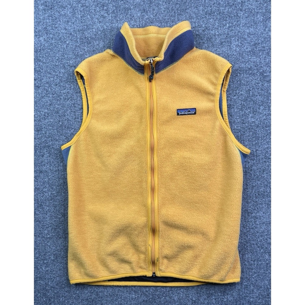 VTG Patagonia Synchilla Vest Men's S Yellow PEF Fleece Full Zip USA